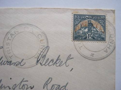 POSTAL HISTORY - TRISTAN DA CUNHA TO DURBAN VIA CAPE TOWN