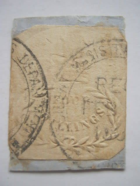 NATAL REVENUE - 1851 DEFIN ISSUE `EMBOSSED` - 4/- SINGLE - USED AND ON PAPER