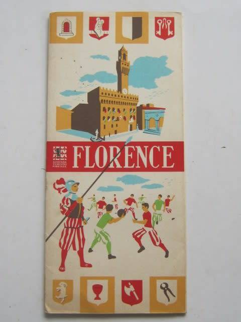 VINTAGE TOURIST MAP OF FLORENCE, ITALY - 1954