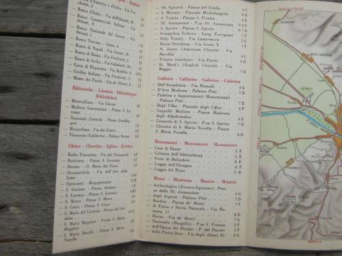 VINTAGE TOURIST MAP OF FLORENCE, ITALY - 1954