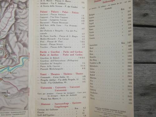 VINTAGE TOURIST MAP OF FLORENCE, ITALY - 1954