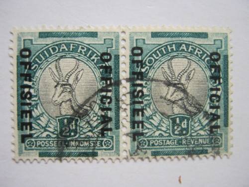 UNION - 1930-47 Officials - 1/2d Black & Green - Pair - Used
