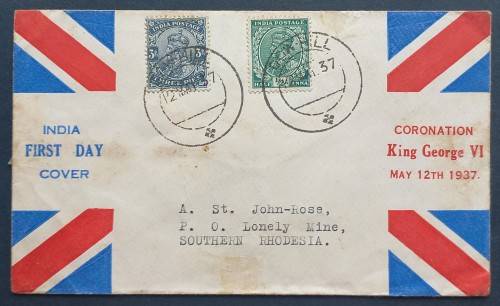 INDIA - POSTAL HISTORY - 1937 CORONATION KGVI - FDC TO SOUTHERN RHOD.