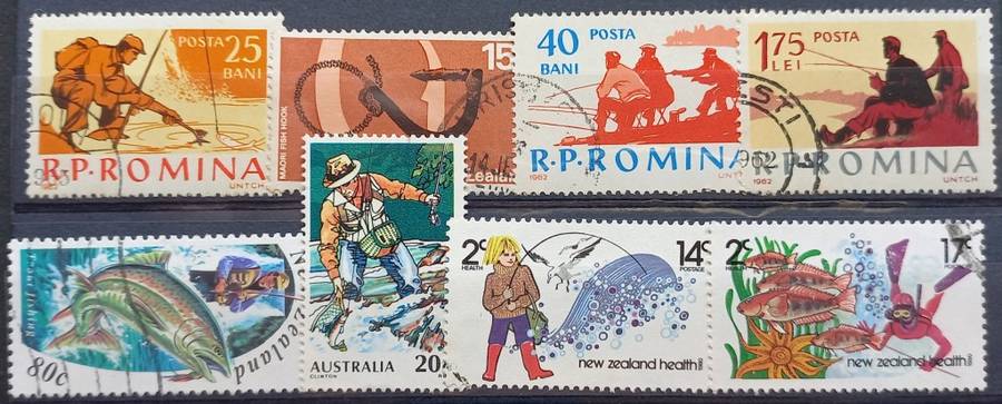 THEMATICS - Fishing - 8 Stamps