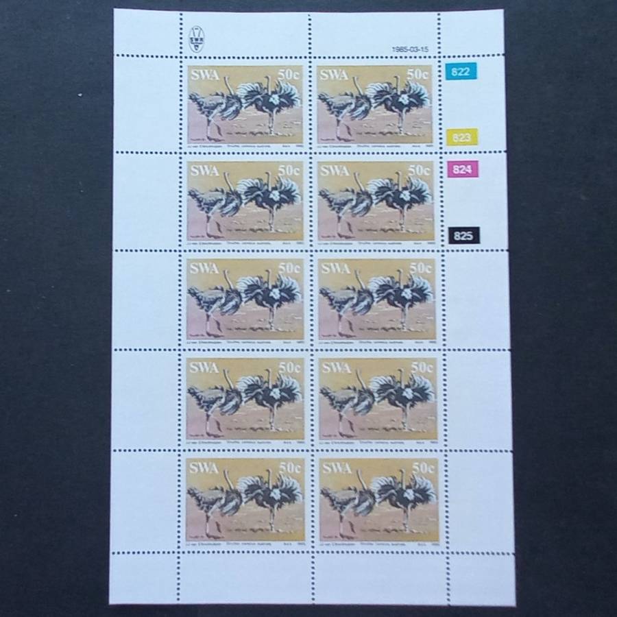 SWA - 1985 Ostriches - Full Set of Sheetlets of 10 - MNH