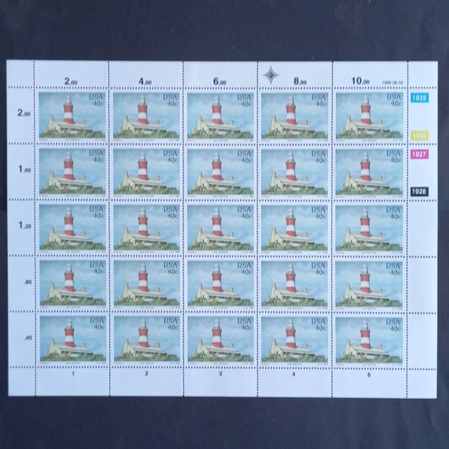 RSA - 1988 - Lighthouses - Full Set of Full Sheets of 25 - MNH