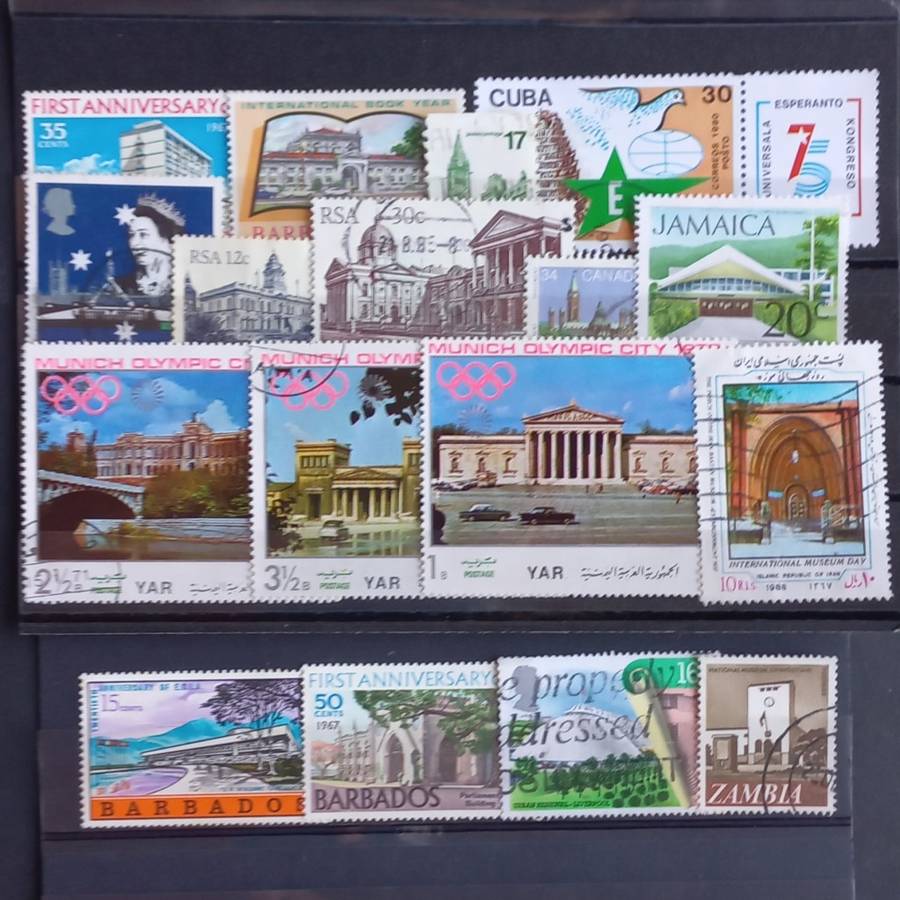 Thematics - Government Buildings/Museums - 17 stamps - no duplication