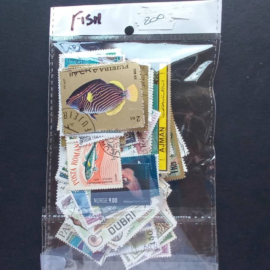 Thematics - Fish - 200 stamps in packet - no obvious duplication