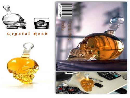 CRYSTAL SKULL HEAD DECANTER BOTTLE