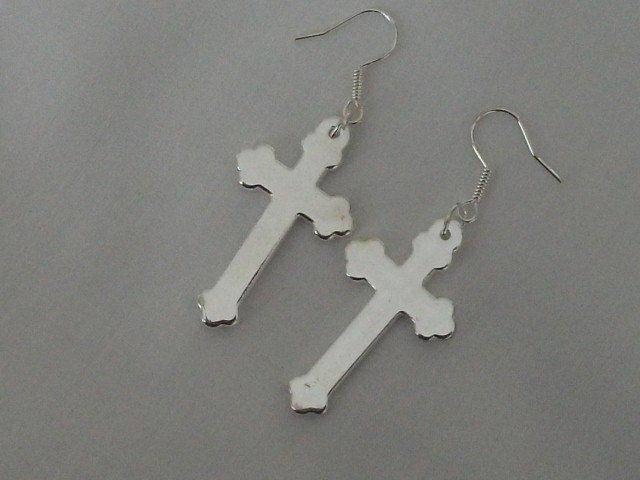 STUNNING CROSS SILVER PLATED EARRINGS