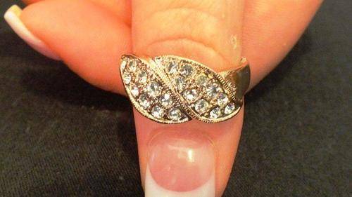 STUNNING ITALIAN DESIGNER GOLD FILLED RING WITH CZ DIAMOND SIZE 19