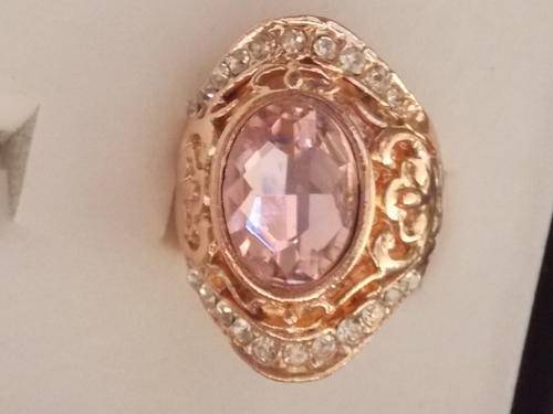 2014 NEW!! GOLD FILLED RING WITH HUGE SIMULATED PINK GEMSTONE SIZES 6,8,9,10