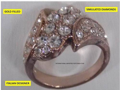 ITALIAN DESIGNER IMPORTED GOLD RING WITH SIM DIAMANTE SIZE 18,19