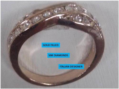 ITALIAN DESIGNER IMPORTED GOLD RING WITH SIM DIAMANTE SIZE 16,18