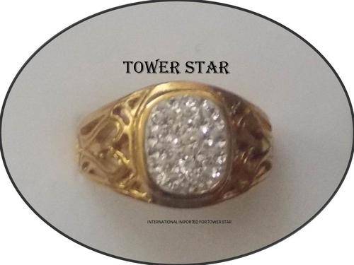 MENS RING GOLD WITH STUNNING SIMULATED DIAMONDS SIZE19