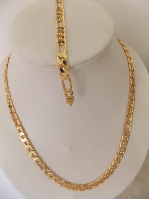 GOLD FILLED 8.25mm NECKLACE AND A 6.75MM FIGARO BRACELET  (FREE IMPORT)