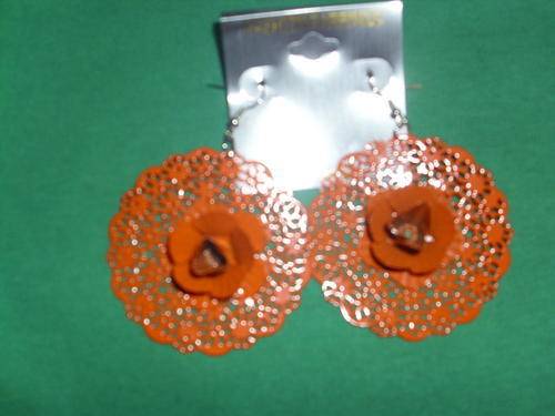 FASHION JEWELLERY ORANGE TYPE FLOWER EARRINGS