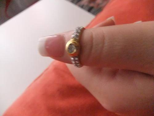EXCLUSIVE ITALIAN DESIGNER GOLD FUSION RING WITH CZ DIAMONDS ADDED ON THE SIDE WITH A BIG SOLITAIRE