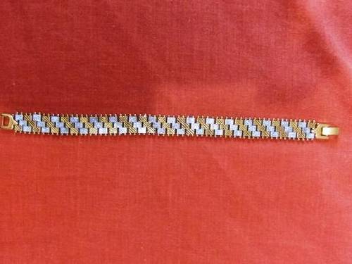 TWO SIDED ONE YELLOW + WHITE GOLD OTHER SIDE YELLOW GOLD DESIGNER BRACELET MOTHERS DAY GIFT