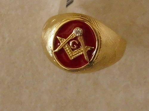 FREEMASON MASONIC MEN'S RING NEW RED INSIGNIA SIZE 12