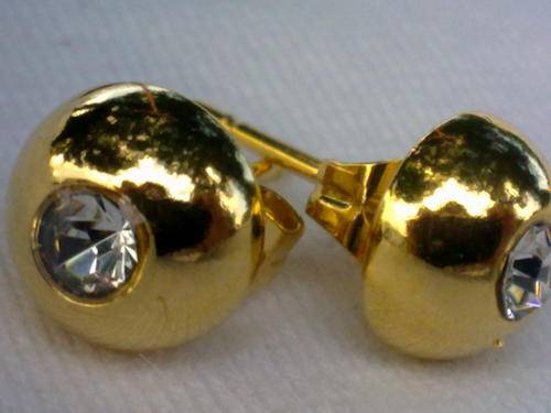 GOLD PLATED BALL DIAMANTE STUD EARRINGS STUNNING ITEM!!!!