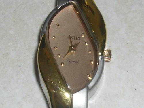 JUSTIN CRYTSTAL LADYS WATCH WITH COMBINATION OF WHITE AND YELLOW GOLD FUSION