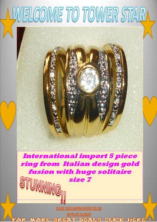 INTERNATIONAL IMPORT ITALIAN DESIGN 5 PIECE GOLD FUSION RING SIZE 7