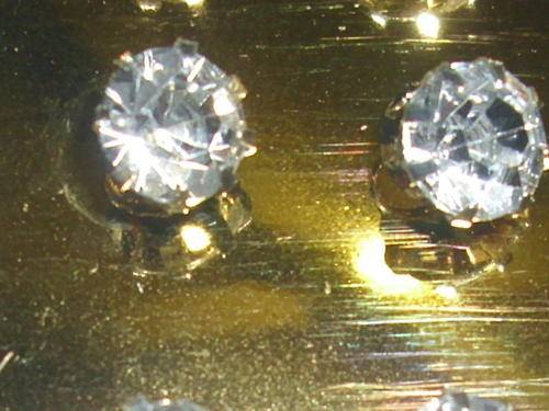 SILVER EARRINGS WITH HUGE SIMULATED  DIAMONDS ADDED
