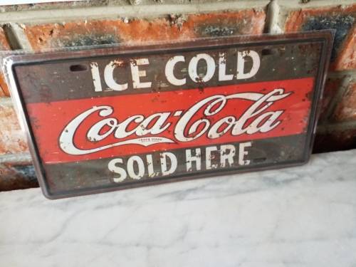 COCA-COLA, EMBOSSED METAL NUMBER PLATE HANGING SIGN - NEW!