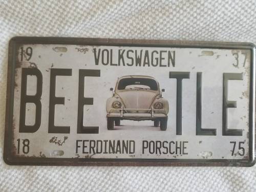 VOLKSWAGEN BEETLE MEMORABILIA - EMBOSSED METAL HANGING NUMBER PLATE - NEW!