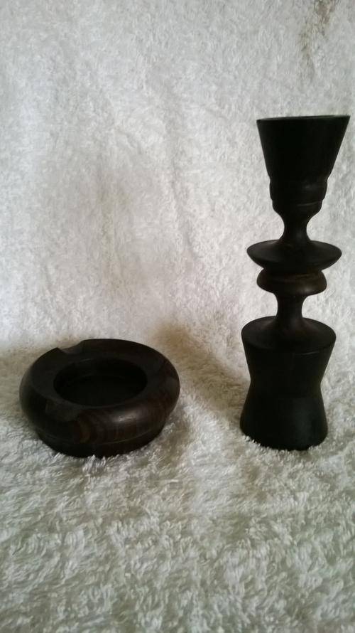 **** CRAZY R1 START **** SOLID STINKWOOD COMBO, CANDLE STICK & ASHTRAY