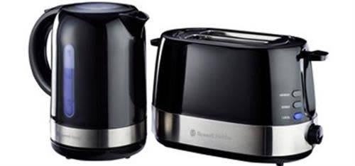Russell Hobbs Glossy black body kettle and toaster combo