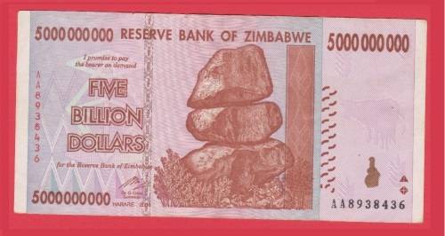 Zimbabwe 5 Billion Dollars UNC