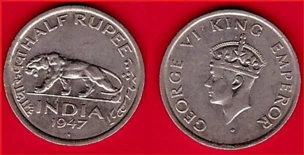 India - 1947 ½Pupee  CV R110.00