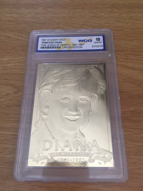 STUNNING 23KT REAL GOLD 1997 DIANA CARD GEM MINT 10