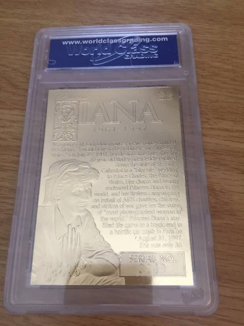 STUNNING 23KT REAL GOLD 1997 DIANA CARD GEM MINT 10