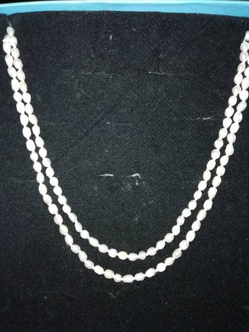 EXQUISITE!! VINTAGE DOUBLE STRAND REAL SEA PEARL NECKLACE 42&44CM
