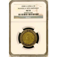 NGC GRADED -  AU55 - 2008 MANDELA BIRTHDAY R5 COIN