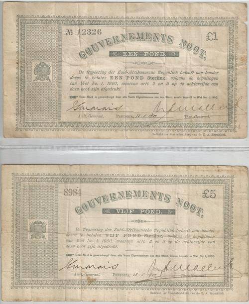 ** SUPER RARE!!! ** GOUVERMENTS NOOT BUNDLE ** EEN & VIJF POND ** PRETORIA ISSUE ** {CVR2000}