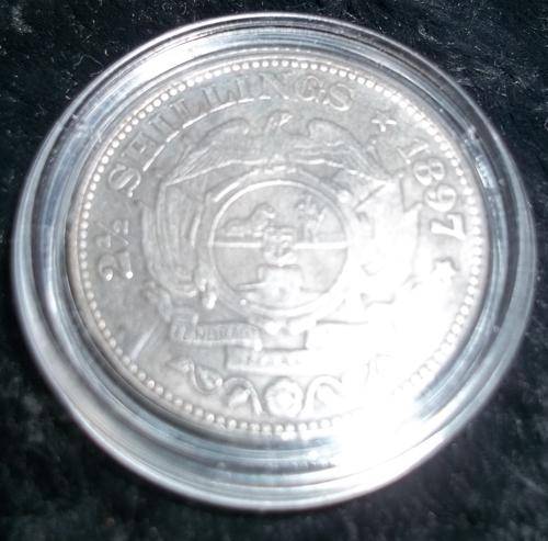 ***{2008CV:R1750 XF}*** 1897 ZAR 2.5 SHILLING ** XF+ / AU *** GREAT DETAILING WITH SLIGHT TONING ***