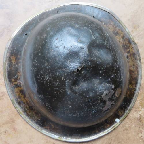 BRITISH WW2 MARK 2 HELMET-THIS ONE WAS MADE IN SOUTH AFRICA & USED IN THE DESERT