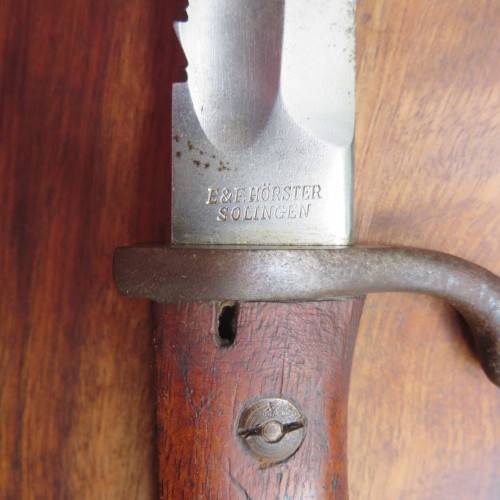 GERMAN MAUSER MODEL 1898 SAW-BACK BAYONET K.S. MARKINGS FOR KAISERLICHE SCHUTZTRUPPEN & USED IN GERM