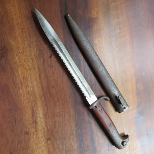 GERMAN MAUSER MODEL 1898 SAW-BACK BAYONET K.S. MARKINGS FOR KAISERLICHE SCHUTZTRUPPEN & USED IN GERM