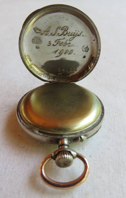 SILVER LADIES POCKET WATCH-WINDING BUT NEEDS SERVICE-WEIGHT 18.5G-DIAMETER 28MM