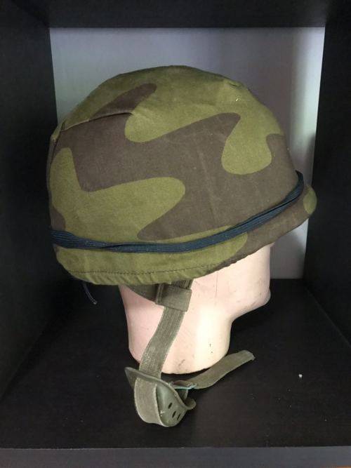 GERMAN TYPE RECCE TRAINING HELMET WITH 2 TONE CAMO COVER -GOOD CONDITION-ORIGINAL