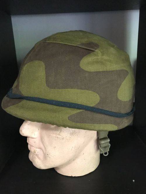 GERMAN TYPE RECCE TRAINING HELMET WITH 2 TONE CAMO COVER -GOOD CONDITION-ORIGINAL