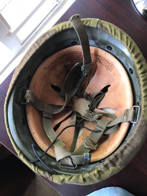 GERMAN TYPE RECCE TRAINING HELMET WITH 2 TONE CAMO COVER -GOOD CONDITION-ORIGINAL