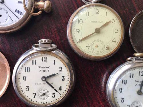 SELECTION OF 4 POCKET WATCHES -SOLD TOGETHER-MOSTLY FOR PARTS- UNTESTED