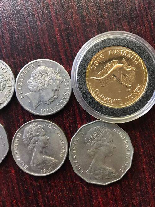 SELECTION OF 8 COINS-SOLD TOGETHER -BRITISH, AUSTRALIAN & NEW ZEALAND