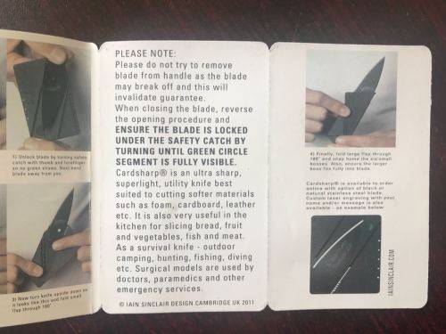 CARDSHARP CREDIT CARD FOLDING SAFETY KNIFE